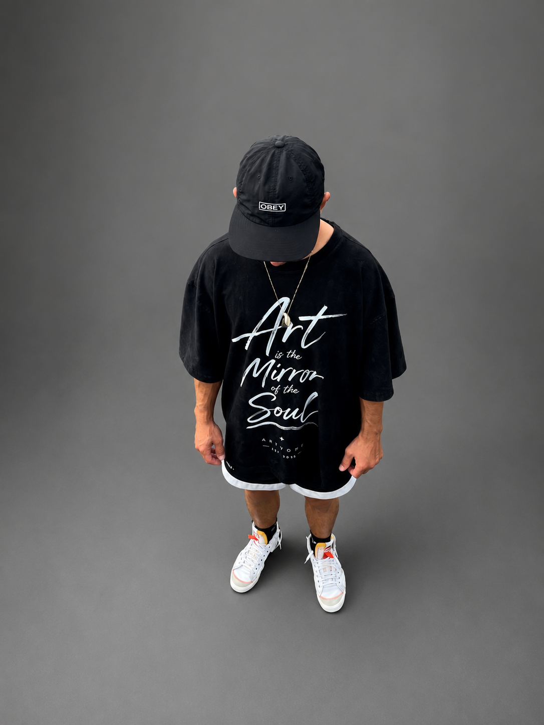 Front of the tee with the script print